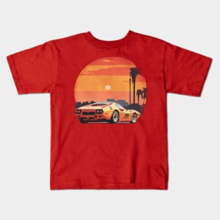 Vintage Summer Ferrari GTO Beach Sunset sports car Kids T-Shirt